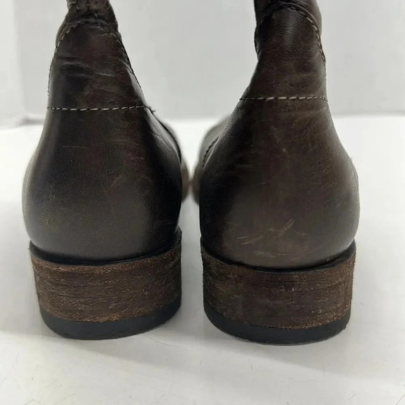 Frye Melissa Button Ankle Boots Leather Distressed Side Zip Up Slate Brown 6.5 B - Picture 5 of 12